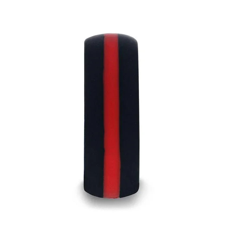 ZARIA Matte Black Men's Silicone Ring With Vibrant Red Colored Inlay - 8mm