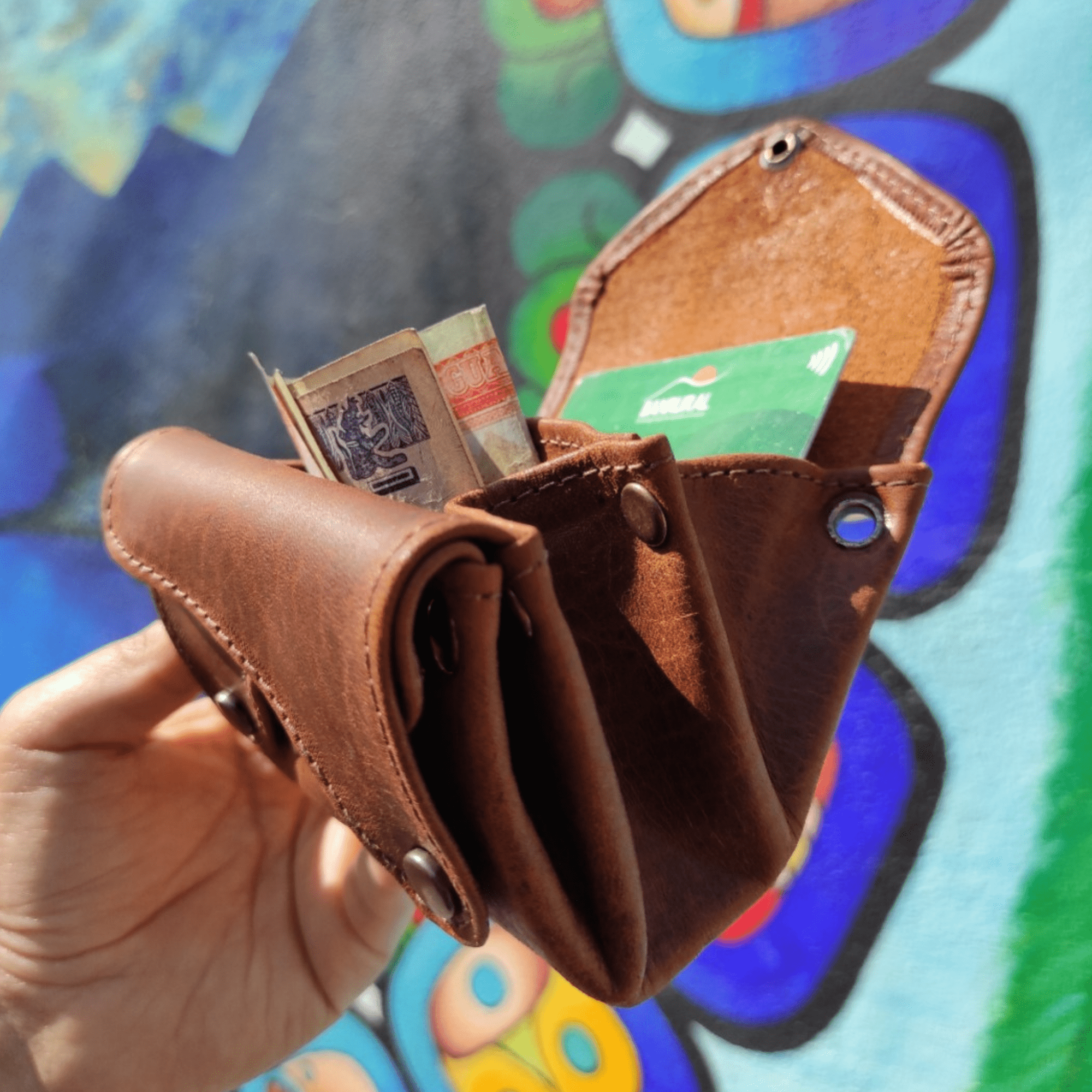 Handmade Leather Accordion Wallet – 5 Pockets, Full Grain Leather