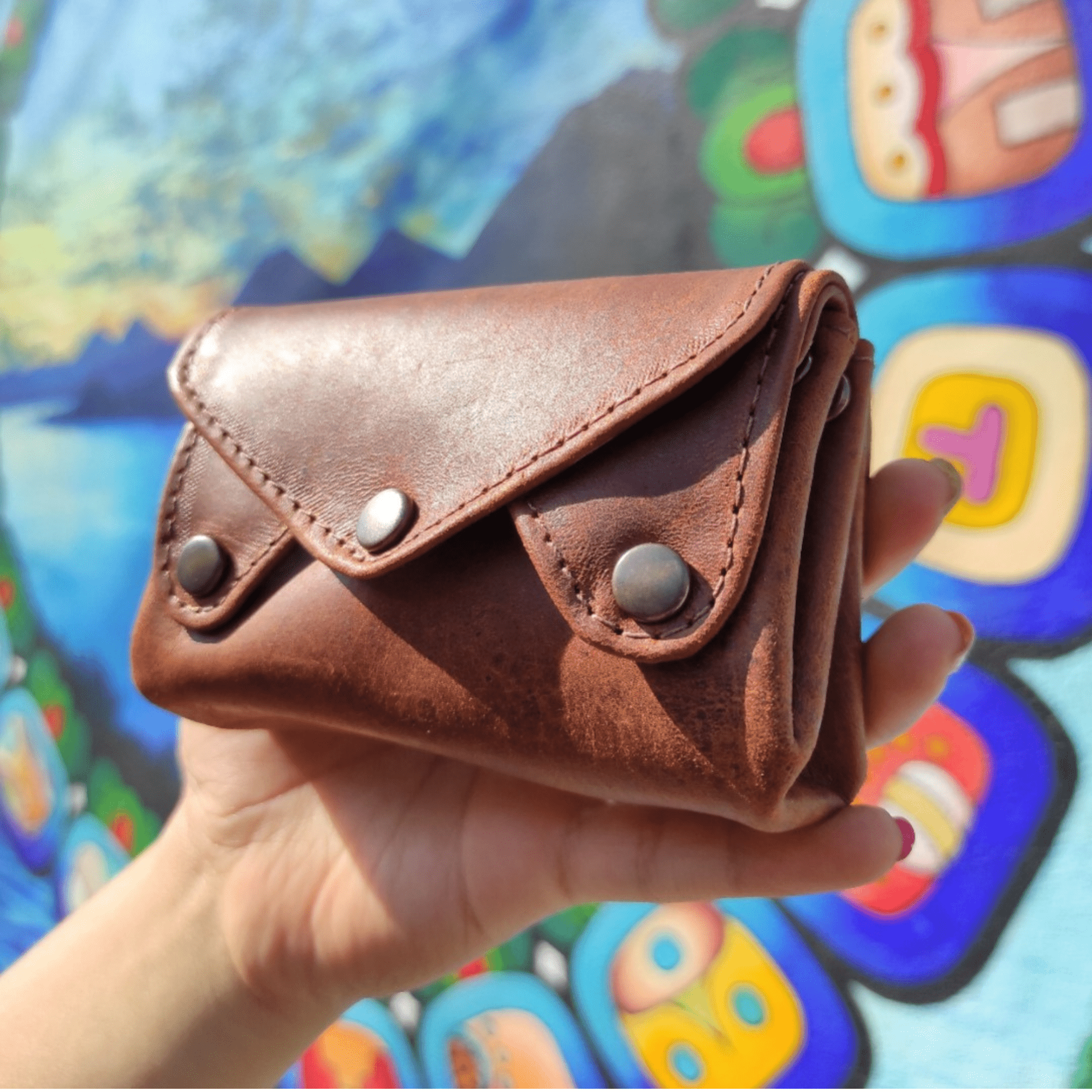 Handmade Leather Accordion Wallet – 5 Pockets, Full Grain Leather