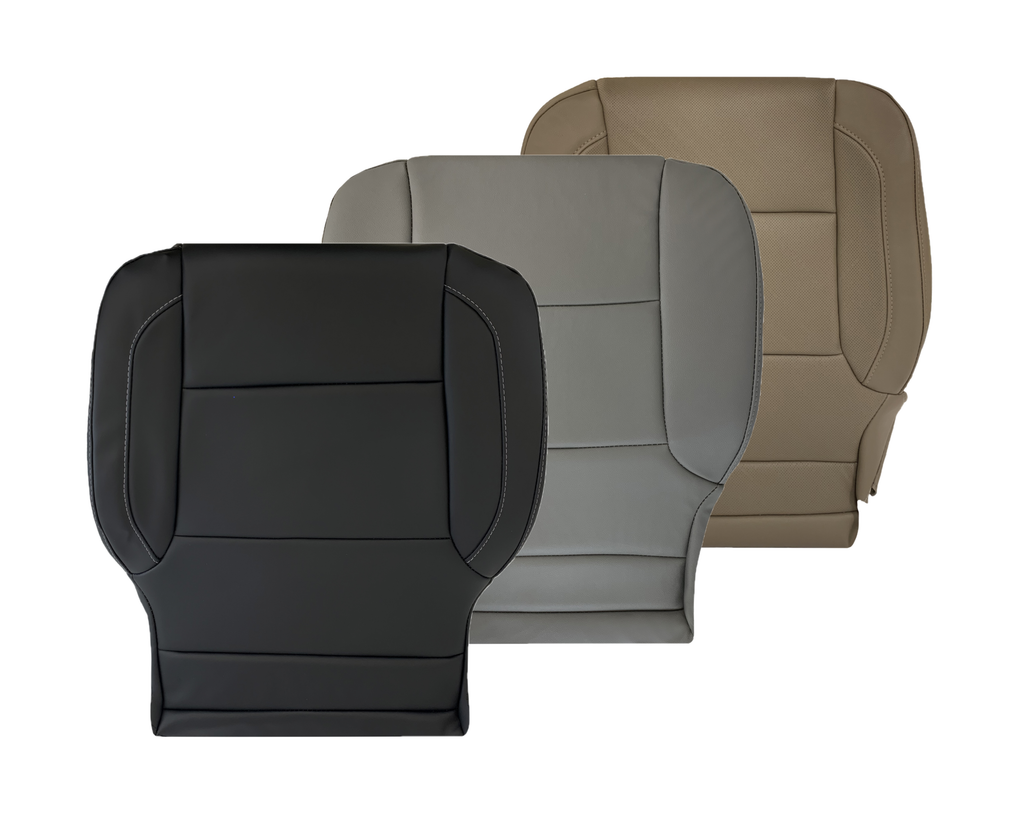2014-2019 Chevy Silverado Tahoe Suburban & GMC Yukon Non-Perforated Leather Seat Cover Replacement in Black, Gray, or Tan