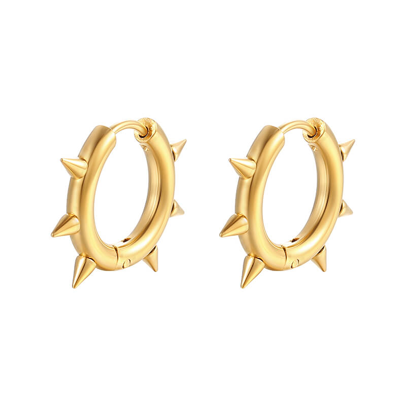 Solid Color Spike Stainless Steel Huggie Earrings