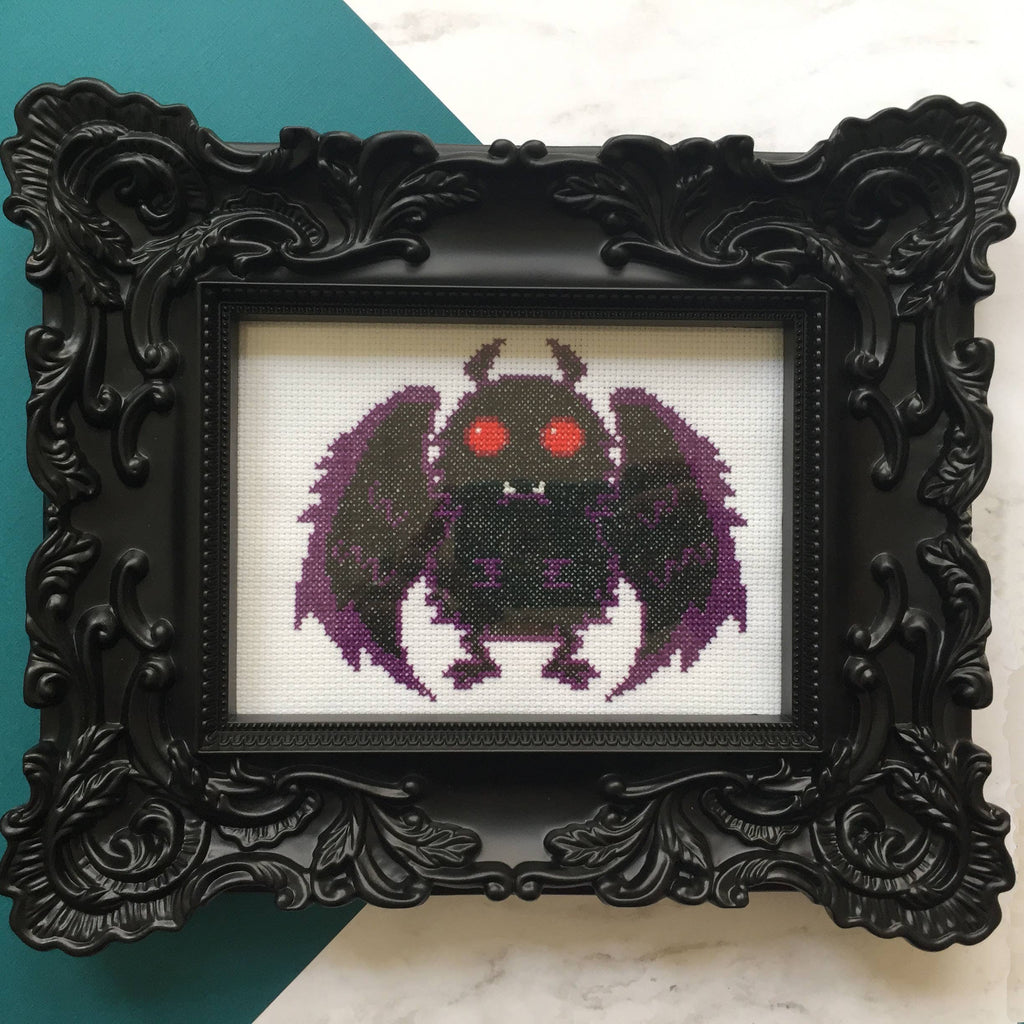 Mothman Cross Stitch Kit – Creepy-Cute Halloween Stitching