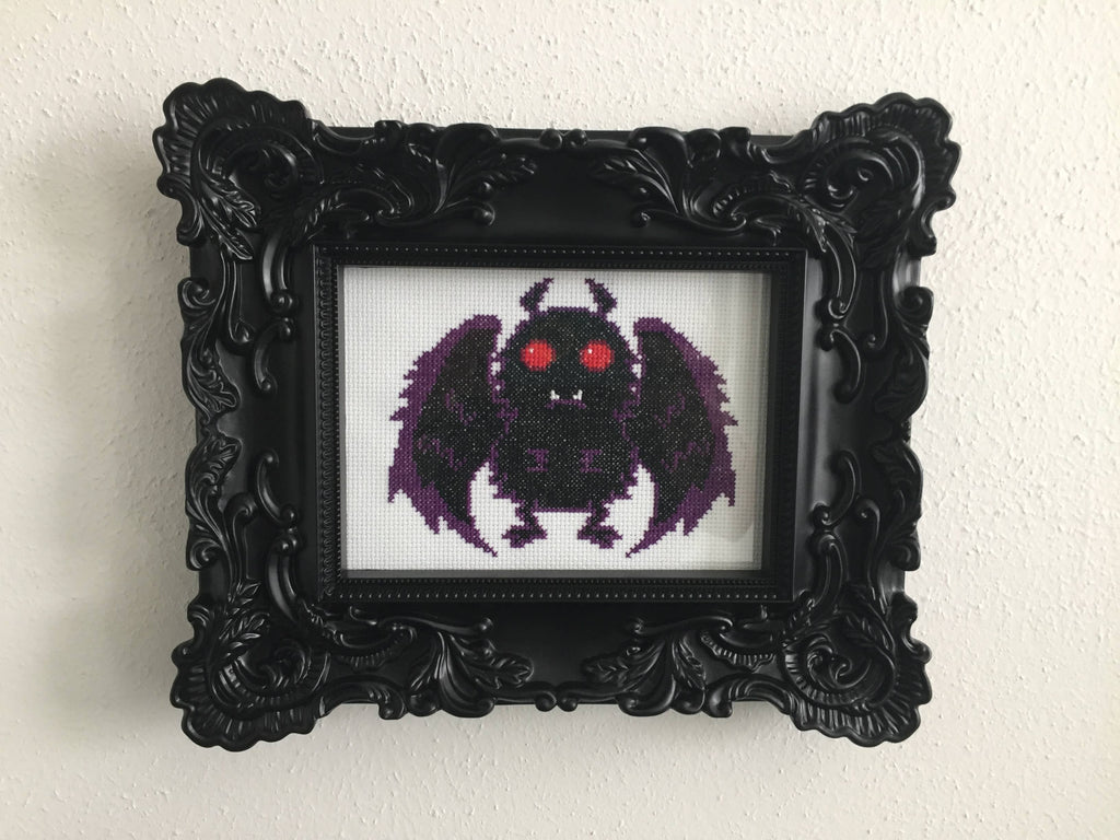 Mothman Cross Stitch Kit – Creepy-Cute Halloween Stitching