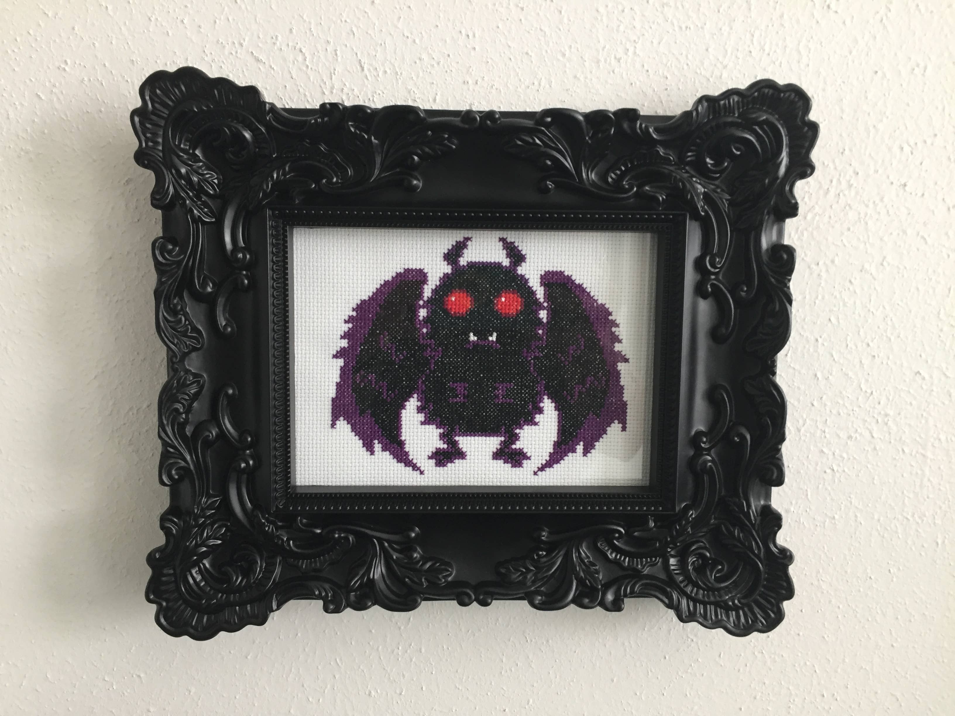 Mothman Cross Stitch Kit – Creepy-Cute Halloween Stitching