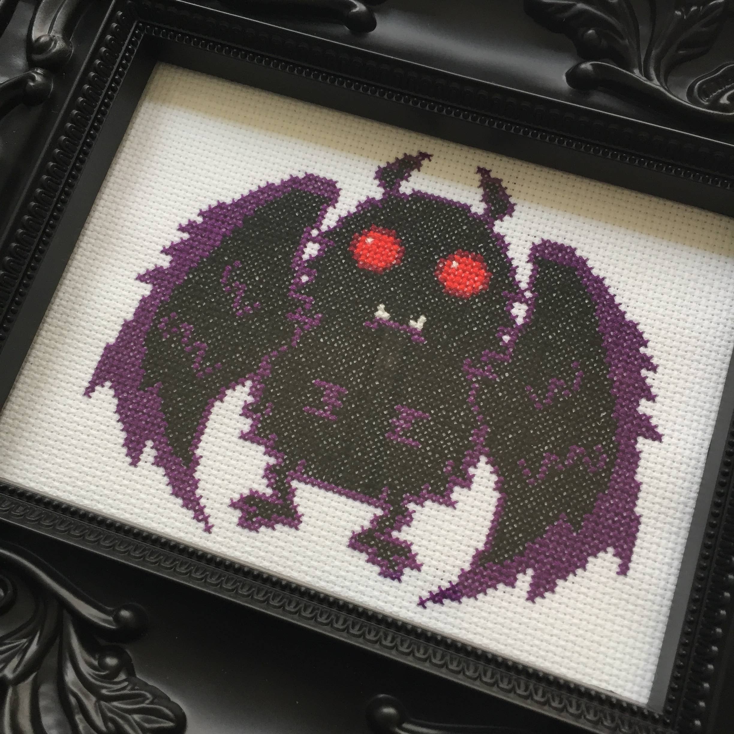 Mothman Cross Stitch Kit – Creepy-Cute Halloween Stitching