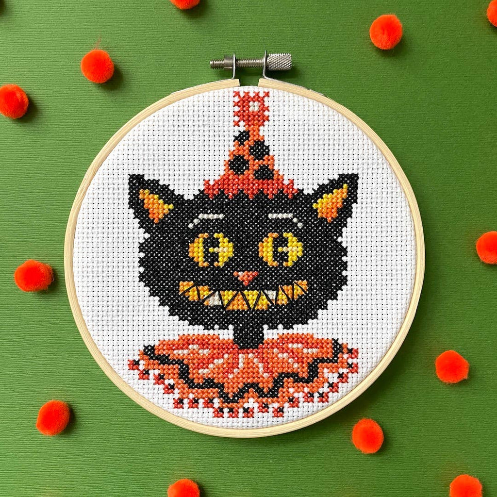 Spot Colors - Black Cat by Mary Engelbreit Counted Cross Stitch DIY KIT