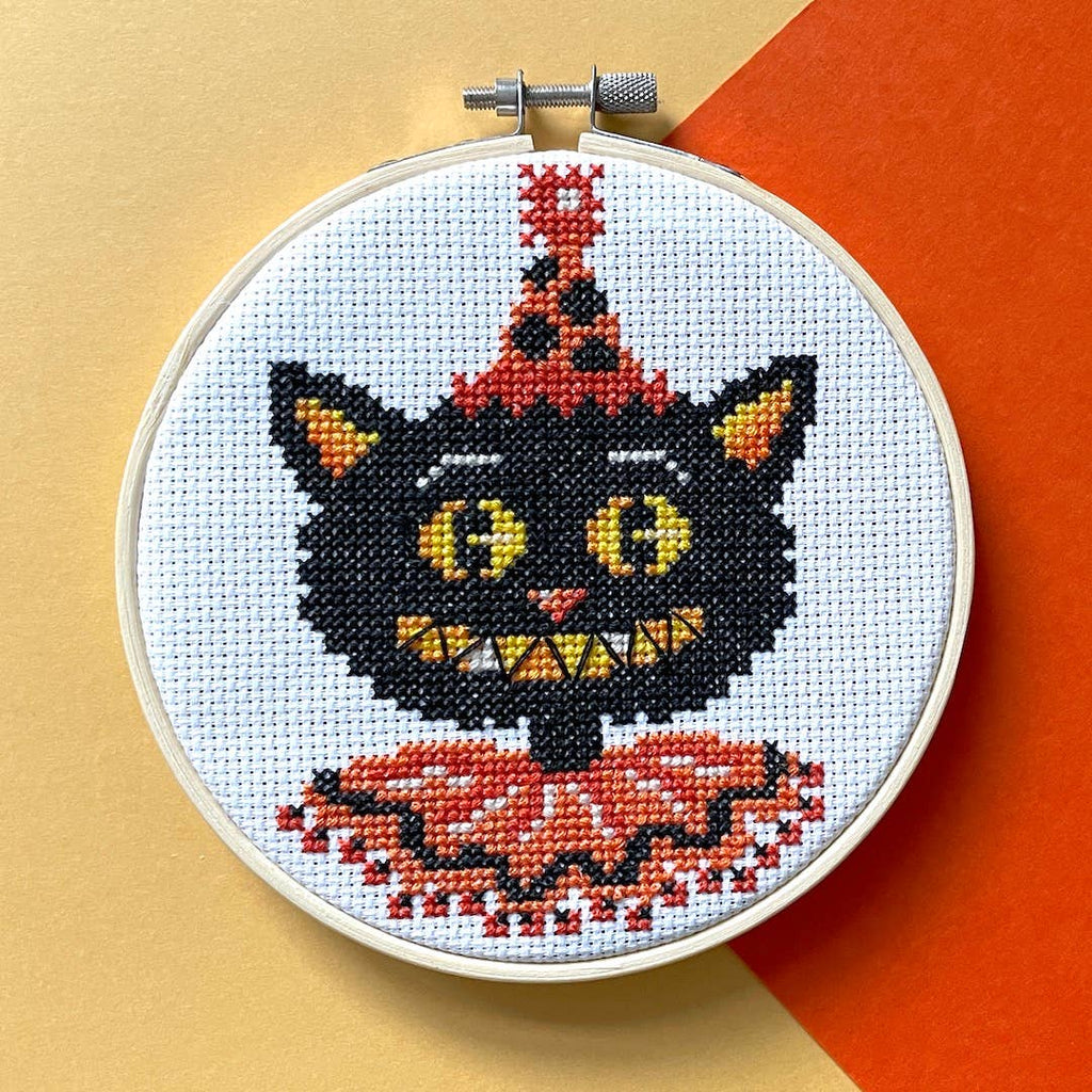 Spot Colors - Black Cat by Mary Engelbreit Counted Cross Stitch DIY KIT