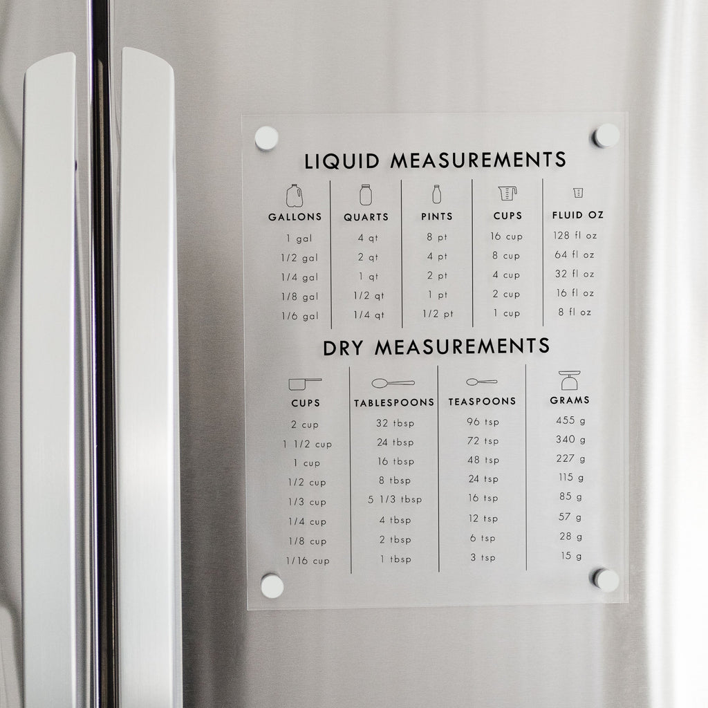Clear Acrylic Magnetic Kitchen Conversion Chart