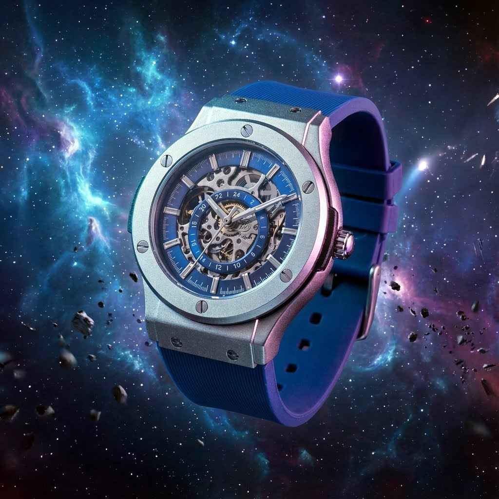 Stainless Steel Skeleton Watch - The 199 Blue by Dapper Watches