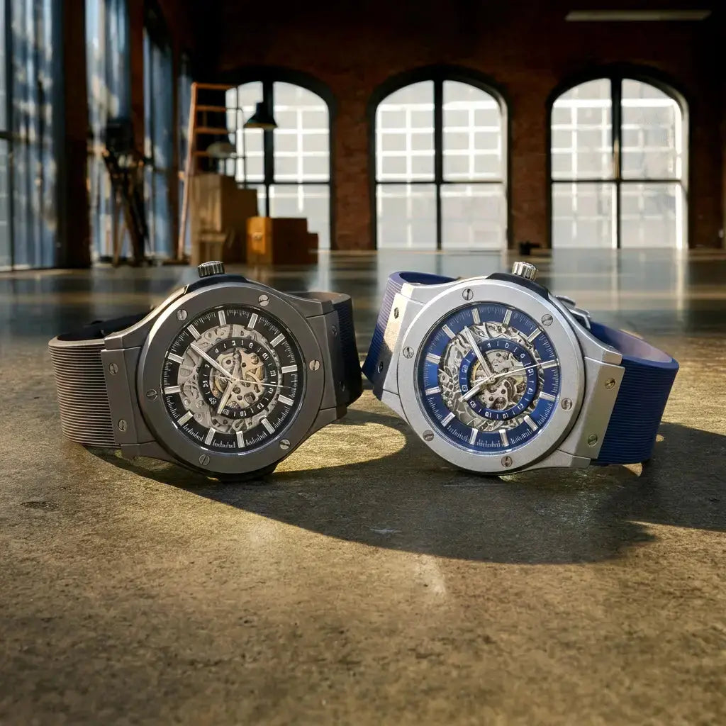 Stainless Steel Skeleton Watch - The 199 Blue by Dapper Watches