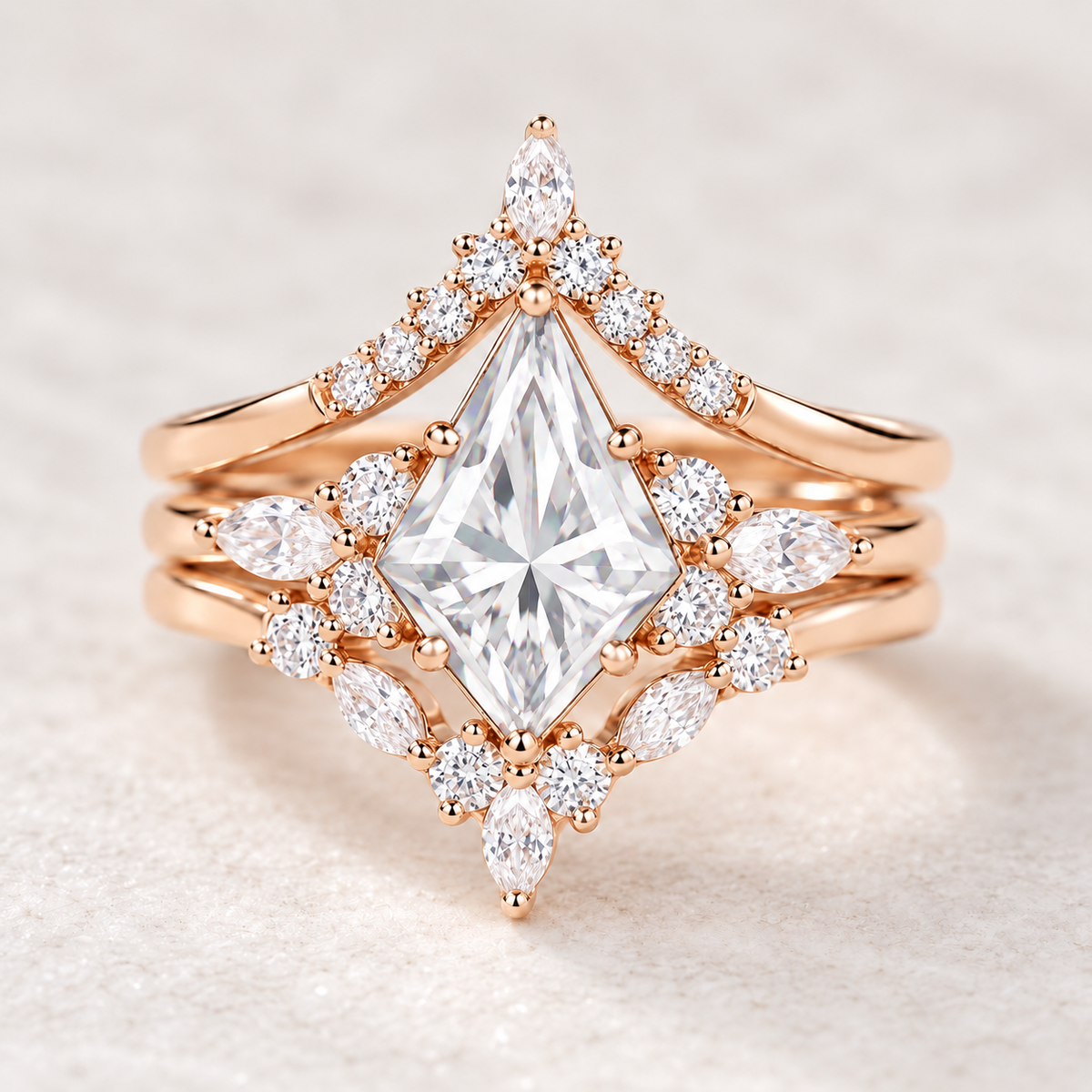 Classic Moissanite celestial bridal stack mockup