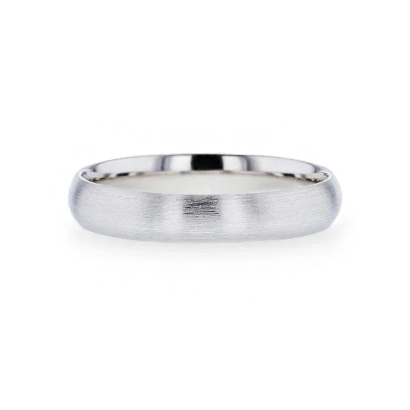 EMPEROR Silver Brushed Finish Domed Wedding Band - 4mm & 8mm