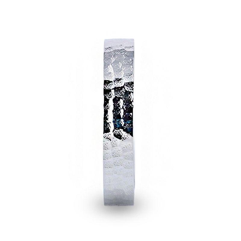SILVERADO Silver Hammered Finish Flat Style Wedding Band - 4mm & 8mm