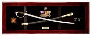 USMC NCO Sword Display Case, Sword Cases, Marine Sword frame, Mahogany Wood