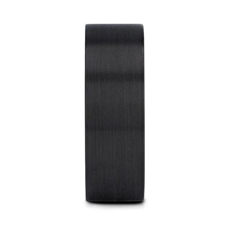 SAN BERNARDINO Brushed Finish Flat Black Titanium Men’s Wedding Band - 6mm & 8mm