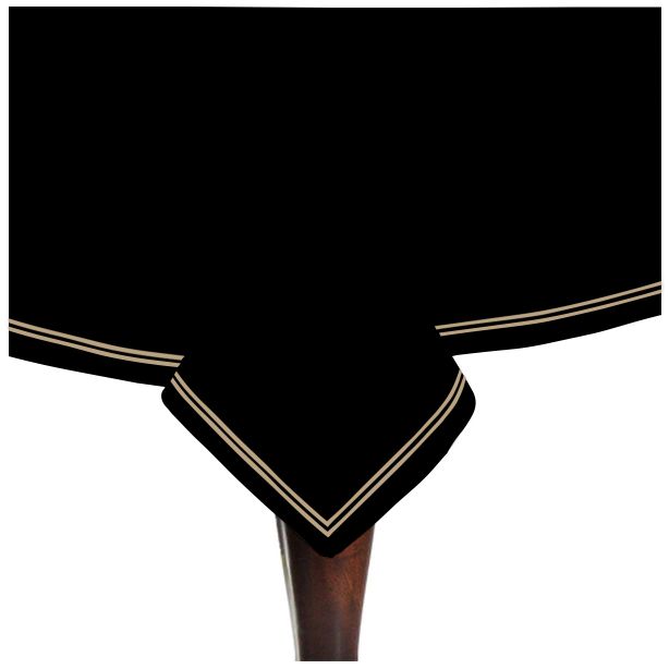Double Embroidery Border Sateen Cotton Solid Table Cloth - Black