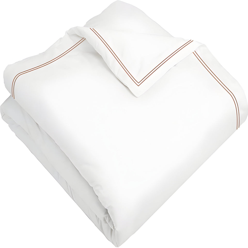 400TC Cotton Double Edge Embroidery Sateen Solid Duvet Cover Set