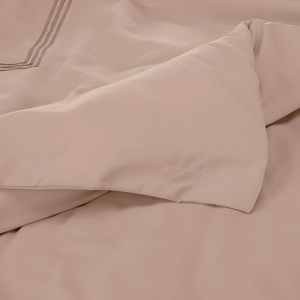 400TC Cotton Luxurious Triple Embroidery Sateen Solid Duvet Cover Set
