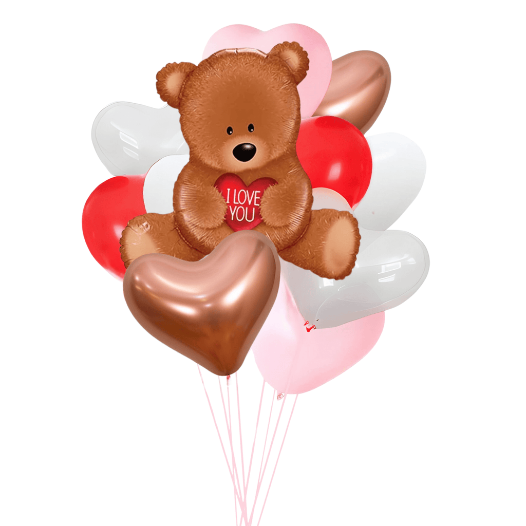 Teddy Bear Heart Balloon Bouquet