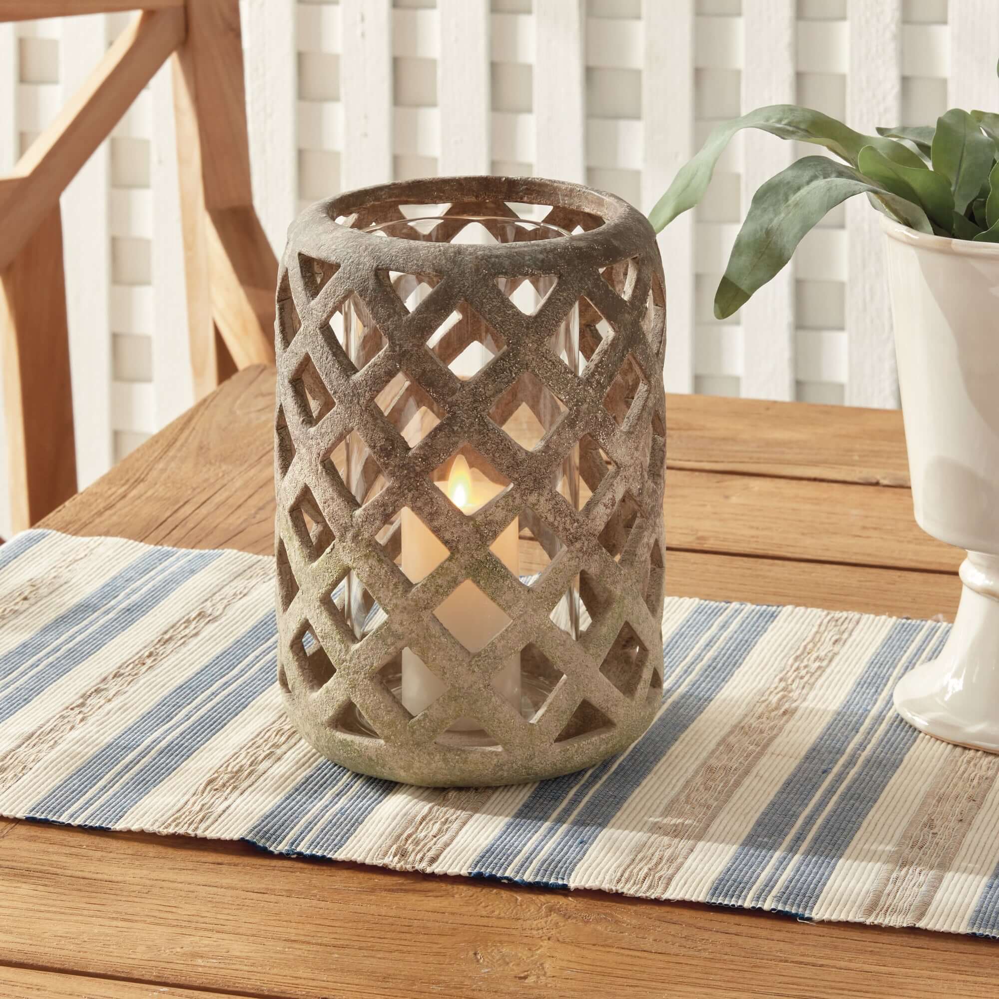 Terracotta Hurricane Candle Holder with Glass Insert