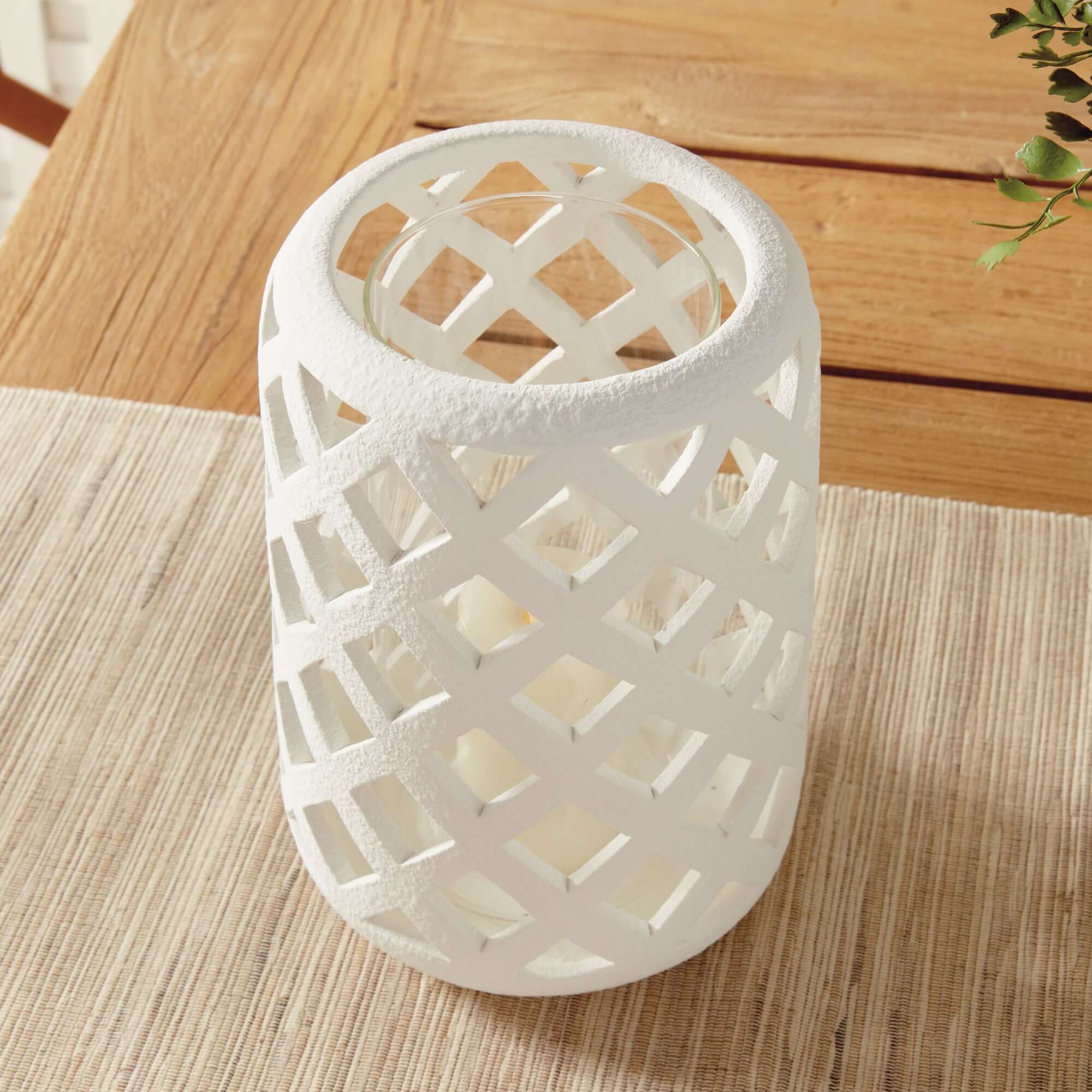 Terracotta Hurricane Candle Holder with Glass Insert