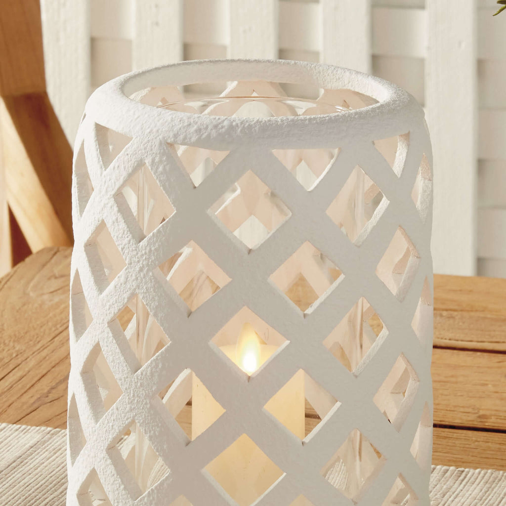 Terracotta Hurricane Candle Holder with Glass Insert