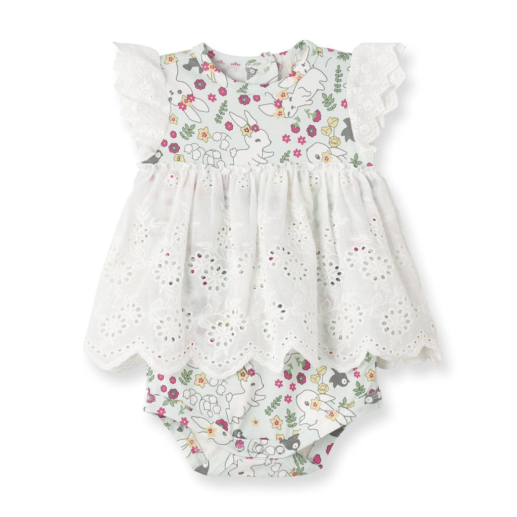 Baby Girl's Cottontail Garden Bamboo Skirted Easter Bodysuit