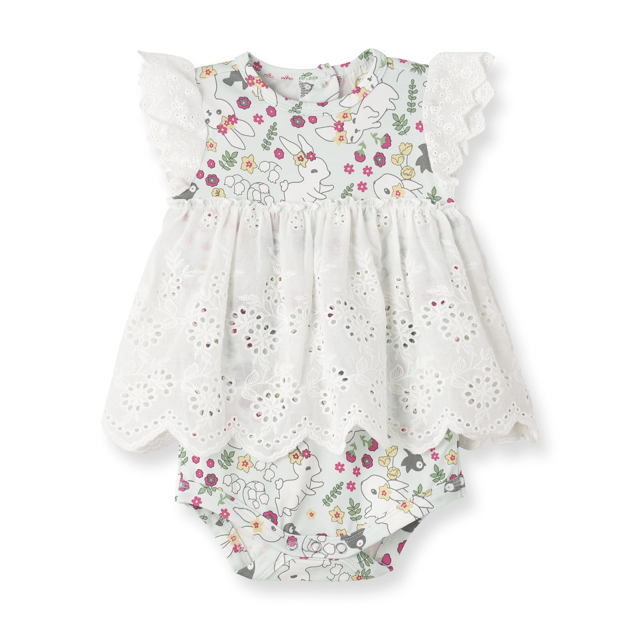 Baby Girl's Cottontail Garden Bamboo Skirted Easter Bodysuit