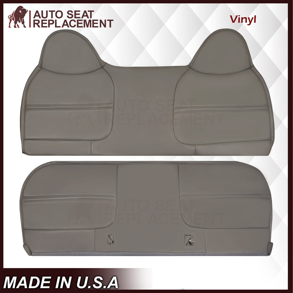 1999-2002 Ford F250 F350 F450 Super Duty XL Work Truck Synthetic Leather Front Bench Top & Bottom in Gray & Tan