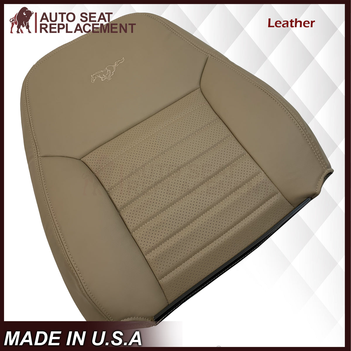 1999-2004 Ford Mustang GT V8 Replacement Cowhide Leather OR Synthetic Leather Seat Cover: Tan, Perforated