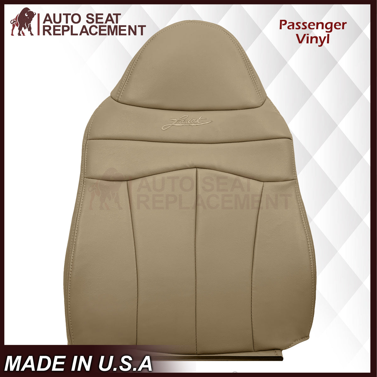 1999-2003 Ford F150 Lariat Replacement Seat Cover in Tan: Choose Leather or Vinyl