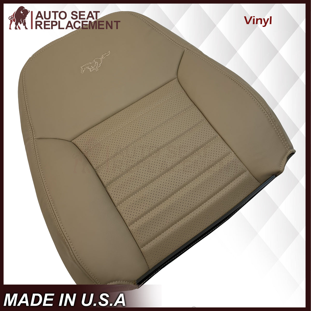 1999-2004 Ford Mustang GT V8 Replacement Cowhide Leather OR Synthetic Leather Seat Cover: Tan, Perforated