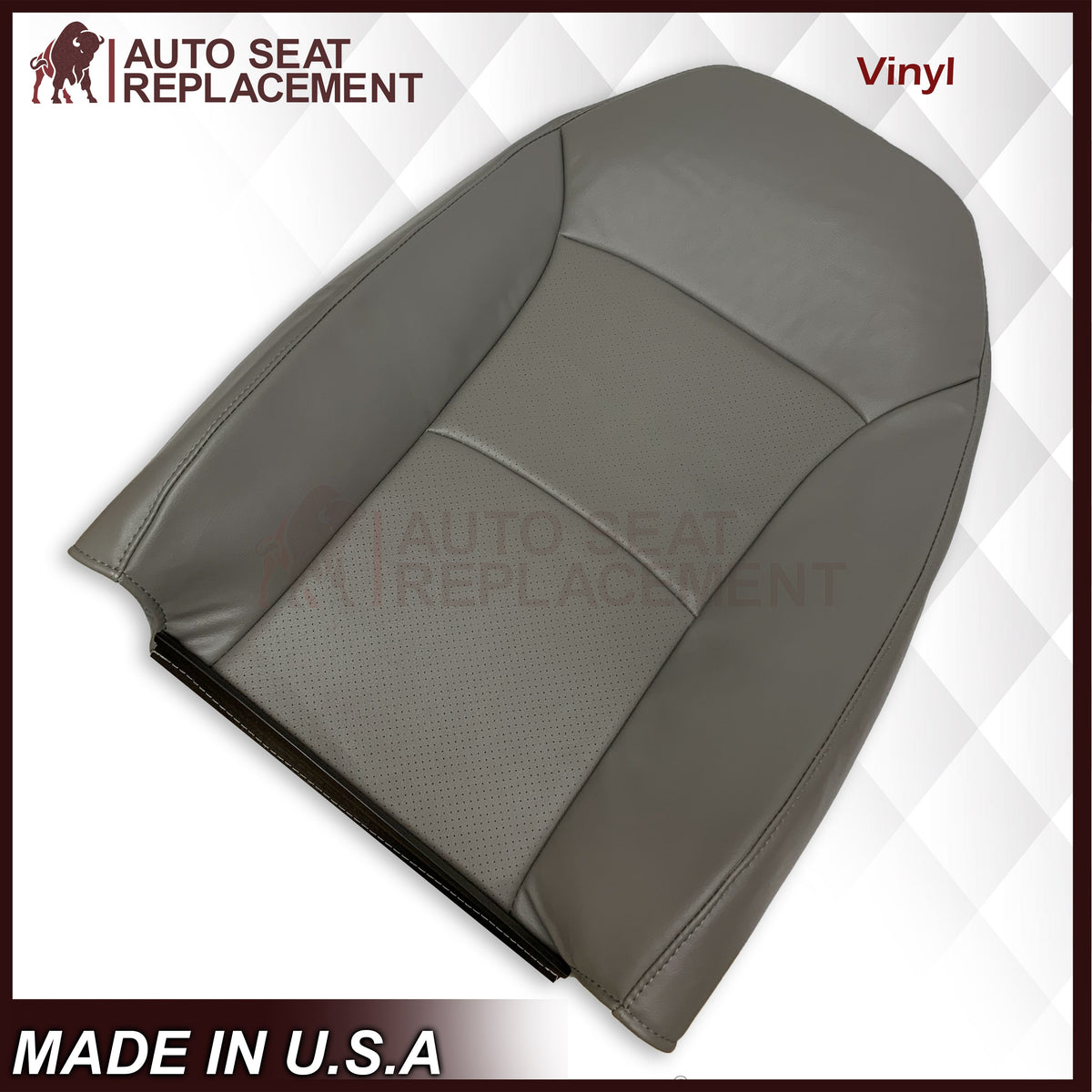 For 2003-2008 Ford E250 Econoline Van Perforated Front Vinyl Replacement Seat Covers in Flint Gray