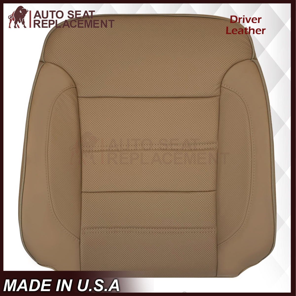 2014-2019 GMC Sierra Denali Perforated Genuine Leather Replacement Seat Cover In Dune Tan