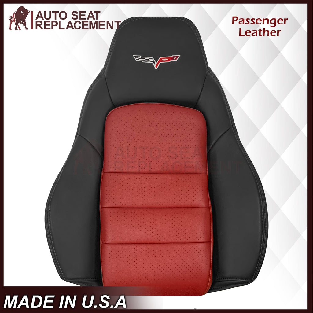 2005 - 2007 Corvette C6 Replacement Seat Cover: C6 2-tone black and Cobalt Red Perforated
