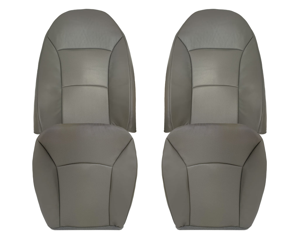 For 2003-2008 Ford E250 Econoline Van Perforated Front Vinyl Replacement Seat Covers in Flint Gray