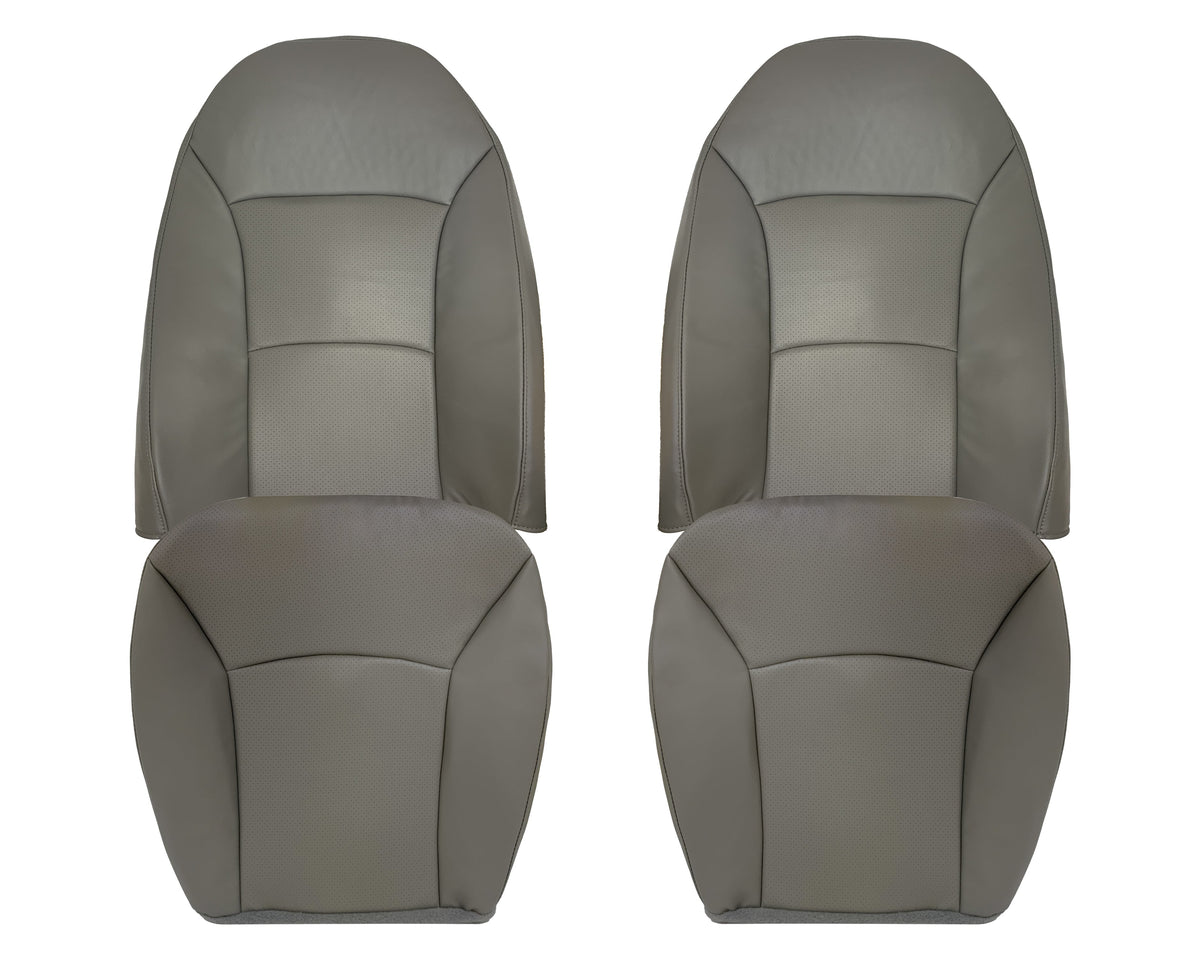 For 2003-2008 Ford E250 Econoline Van Perforated Front Vinyl Replacement Seat Covers in Flint Gray