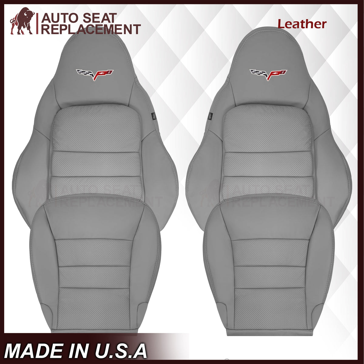 2005-2013 Chevy Corvette Replacement Seat Covers: C6 Gray Perforated
