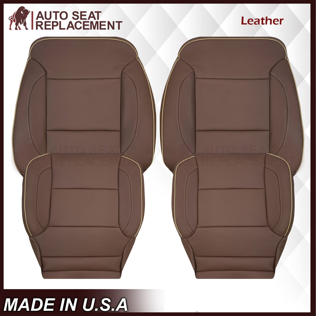 2014-2019 Chevy Silverado 1500 2500HD 3500HD High Country Replacement Perforated Genuine Leather OR Synthetic Leather Seat Covers: Brown