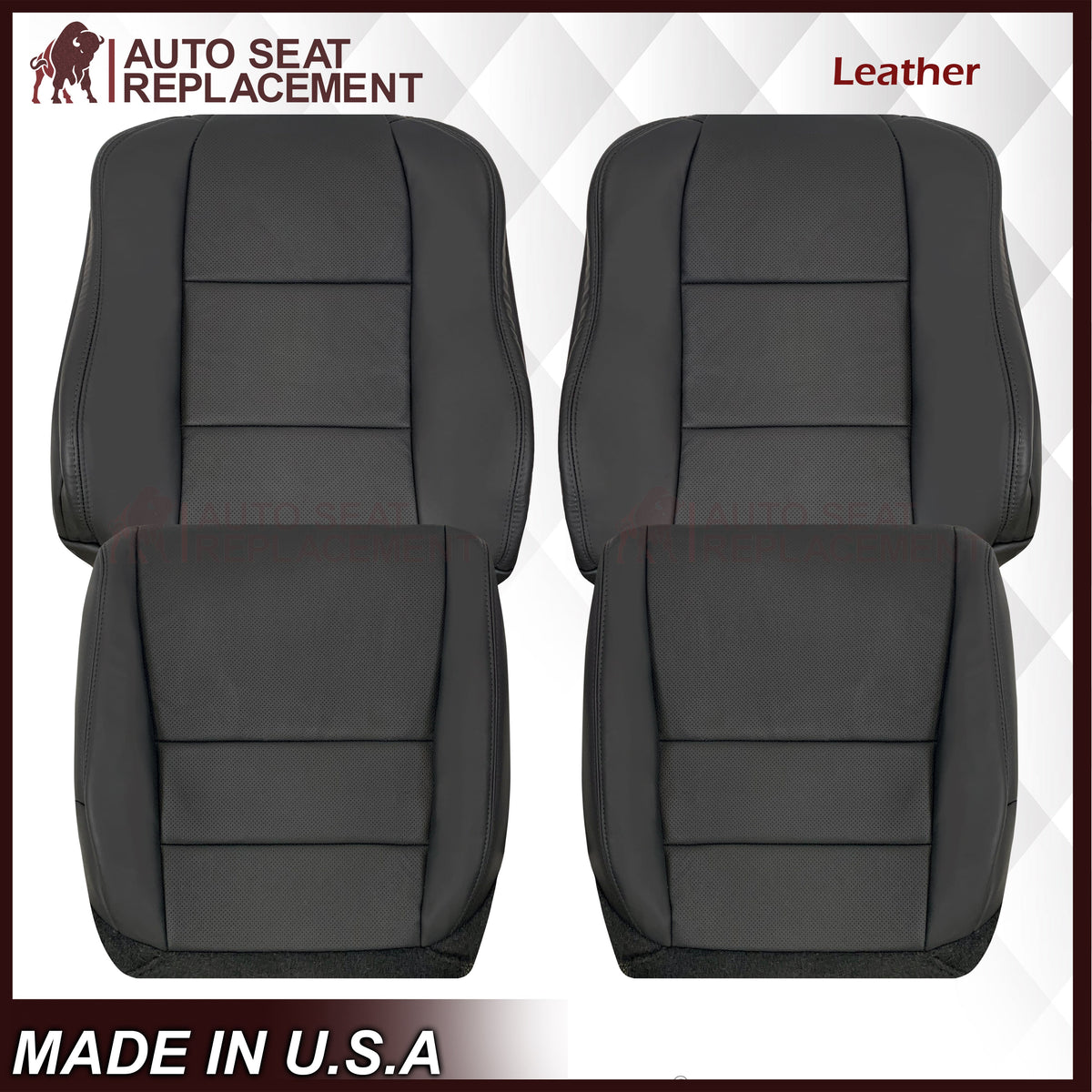 2005 - 2008 Acura TL Driver Or Passenger Seat Covers In Black: Choose Leather OR Synthetic Leather