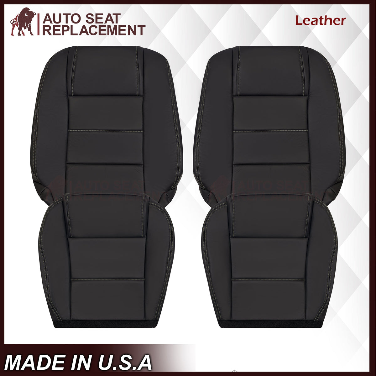 2005-2009 Ford Mustang Coupe GT V6 Leather Replacement Seat Covers in Black