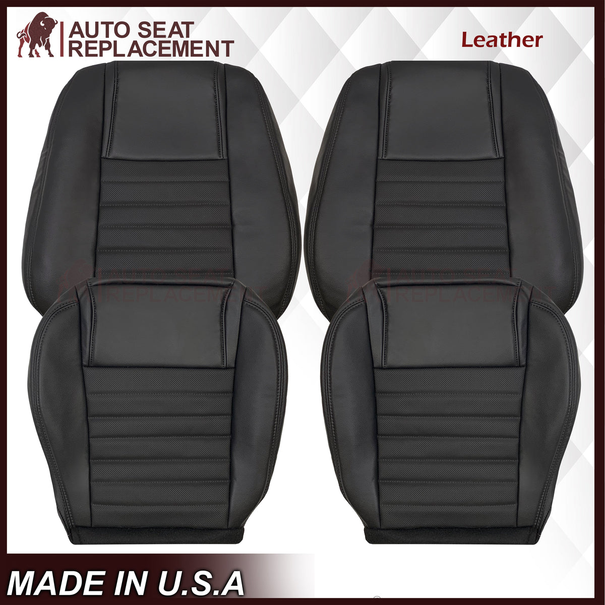 2005-2009 Ford Mustang GT V8 Convertible Replacement Seat Covers In Dark Charcoal: Black