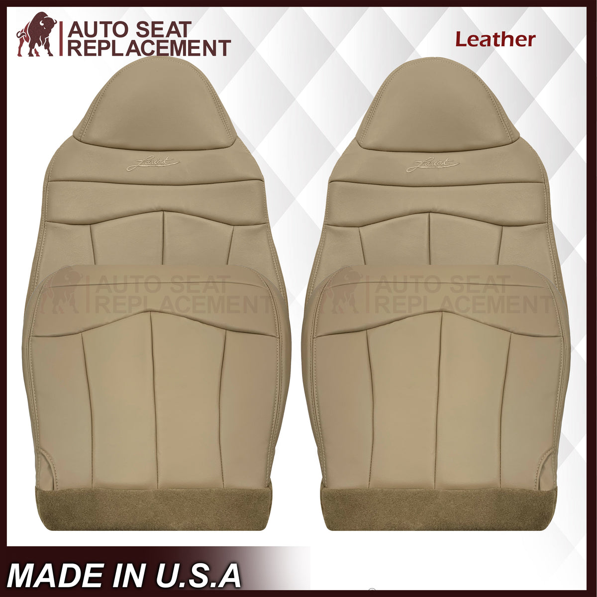 1999-2003 Ford F150 Lariat Replacement Seat Cover in Tan: Choose Leather or Vinyl