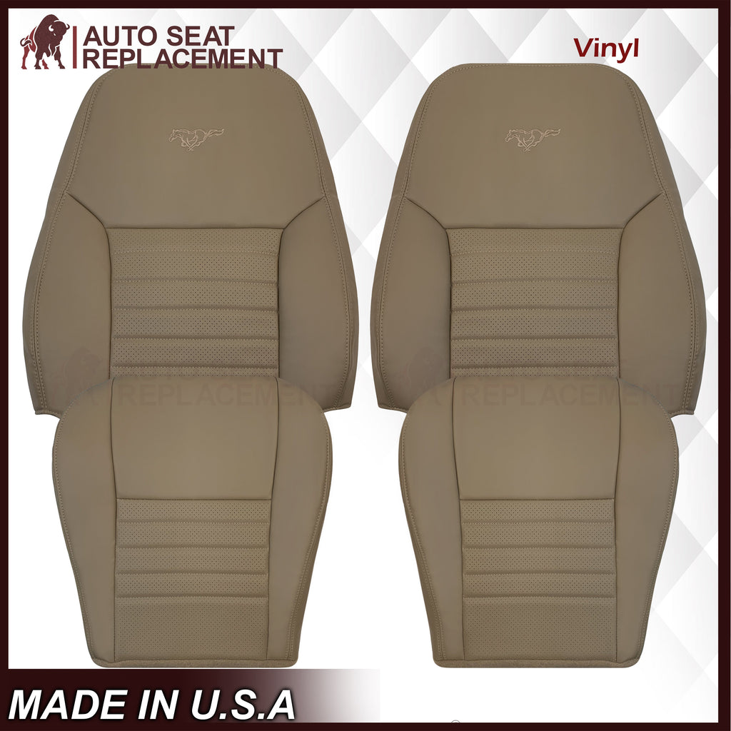 1999-2004 Ford Mustang GT V8 Replacement Cowhide Leather OR Synthetic Leather Seat Cover: Tan, Perforated