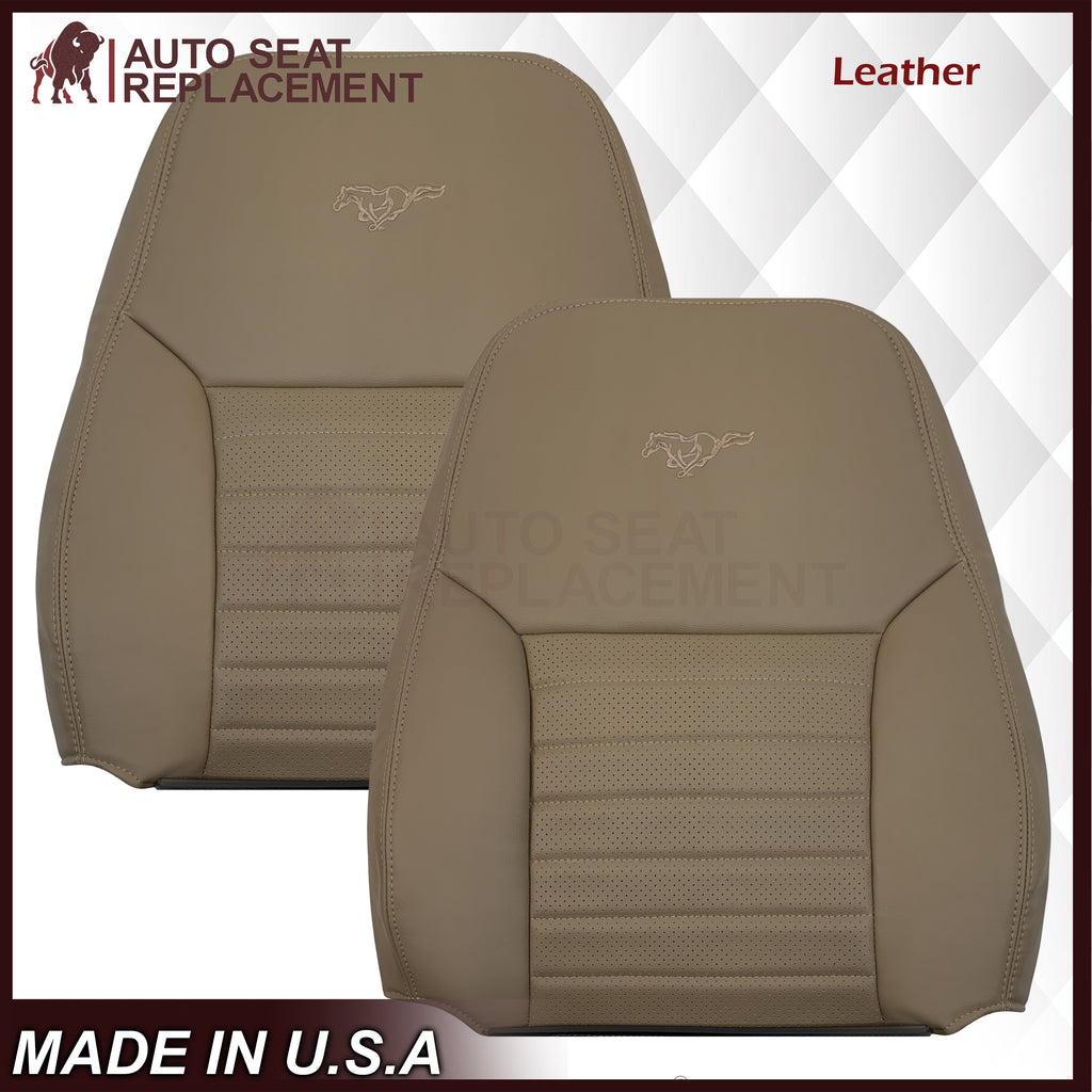 1999-2004 Ford Mustang GT V8 Replacement Cowhide Leather OR Synthetic Leather Seat Cover: Tan, Perforated