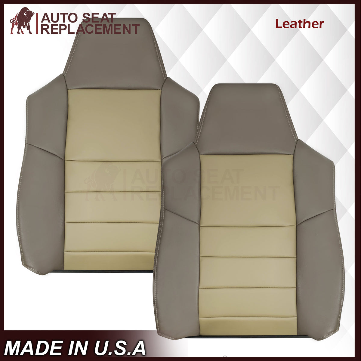 2002 - 2004 Ford Excursion Eddie Bauer Replacement Seat Covers 2 Tone Gray-Tan: Choose From Variations