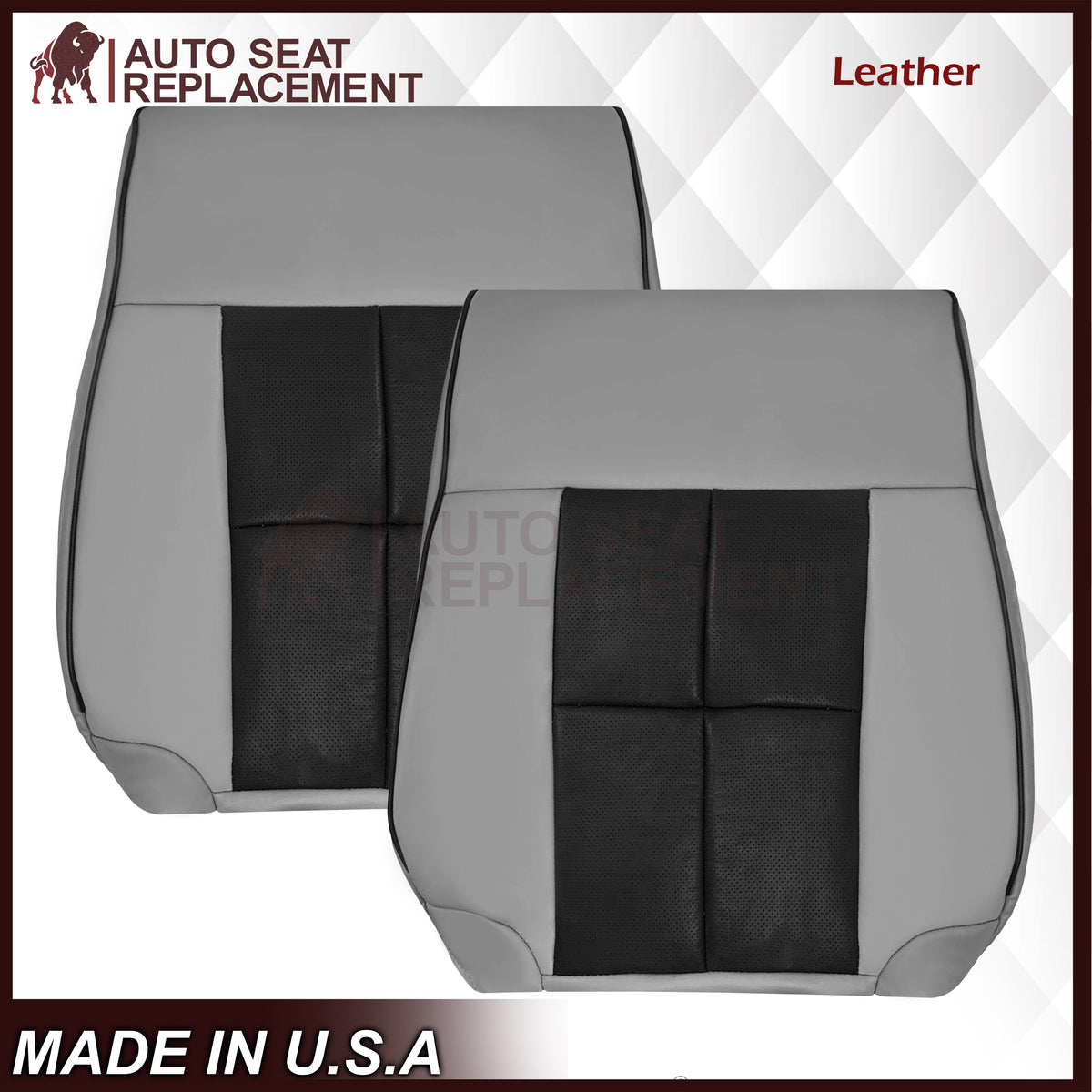 2007 - 2014 Lincoln Navigator Bottom Seat Cover in 2 Tone Gray & Black Leather or Vinyl