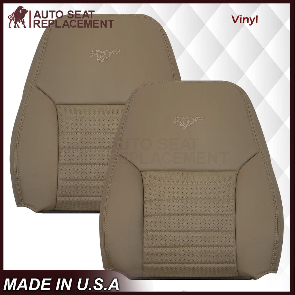 1999-2004 Ford Mustang GT V8 Replacement Cowhide Leather OR Synthetic Leather Seat Cover: Tan, Perforated