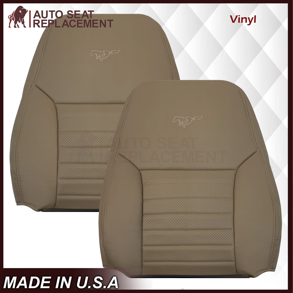 1999-2004 Ford Mustang GT V8 Replacement Cowhide Leather OR Synthetic Leather Seat Cover: Tan, Perforated