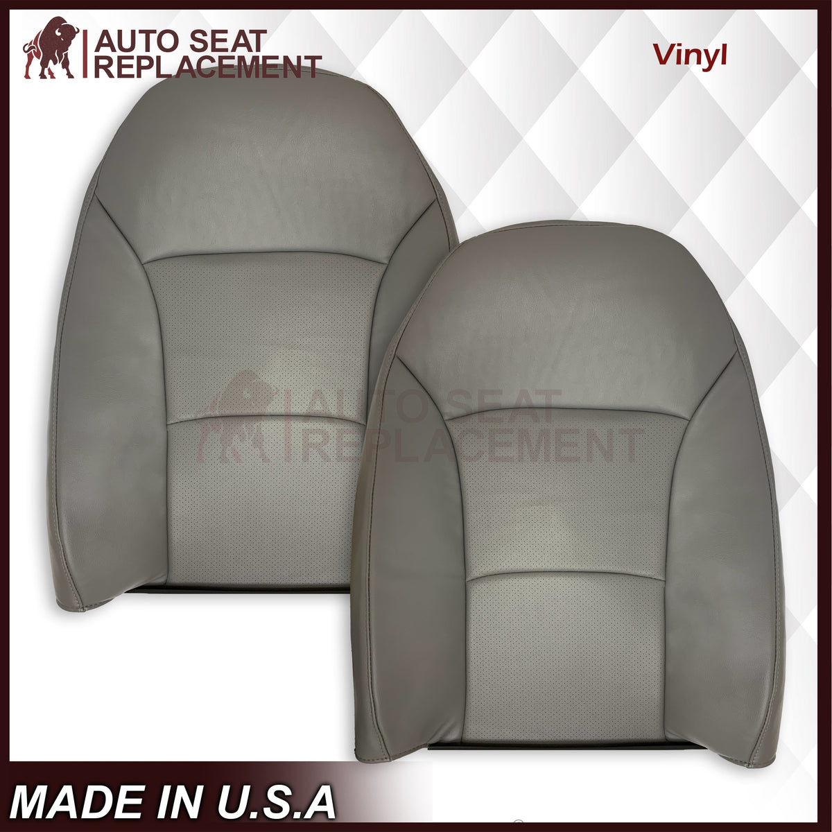 For 2003-2008 Ford E250 Econoline Van Perforated Front Vinyl Replacement Seat Covers in Flint Gray
